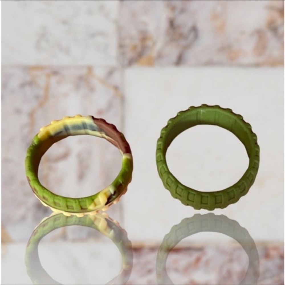 NEW Fine Fashion Unisex Any-Activity Silicon Grooved Ring 2-PACK (Sizes10-11)